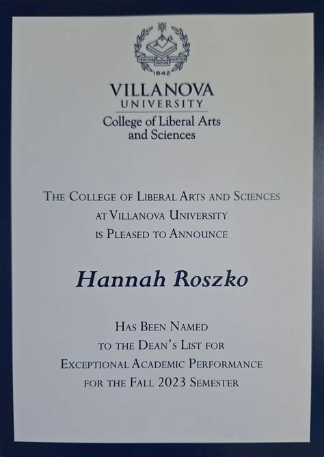 villanova dean's list|More.